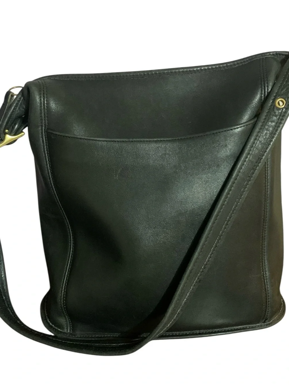 Vintage COACH Purse 9060 Black Leather Duffle Sac Shoulder Bag Hobo Bucket